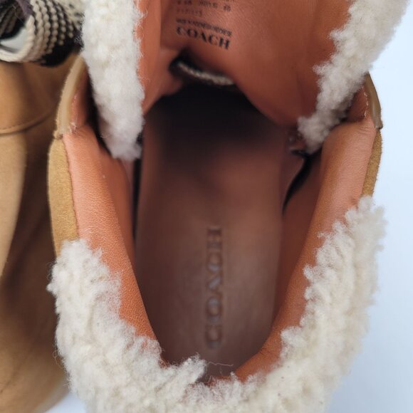 Coach Women's Camel High Top Shearling Suede Winter Boots G1501US Size 9.5B - Picture 7 of 11